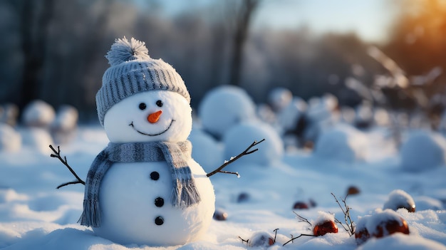 雪だるまとボケ味のクリスマスの冷ややかな風景