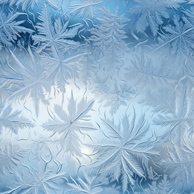 Frosty natural pattern on winter window glass as a background