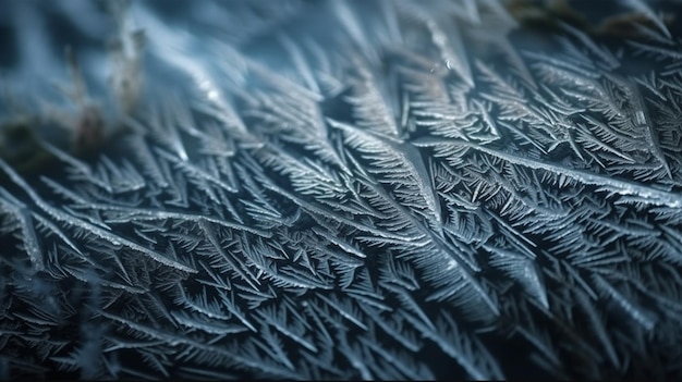 Frosty patterns on glass as an abstract backgroundgenerative ai