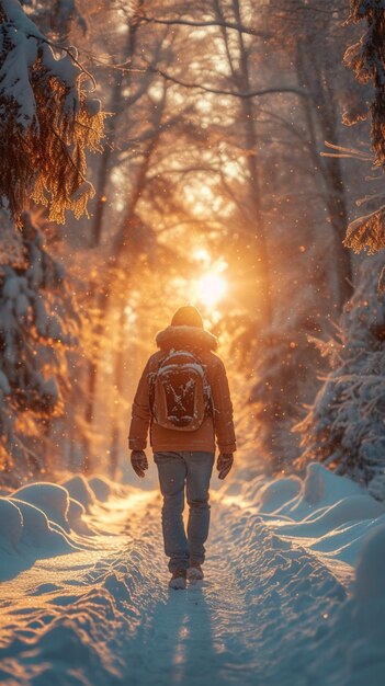 Foto trekking fotografico gelido appassionati di fotografia invernale in un'esplorazione innevata sfondo mobile verticale