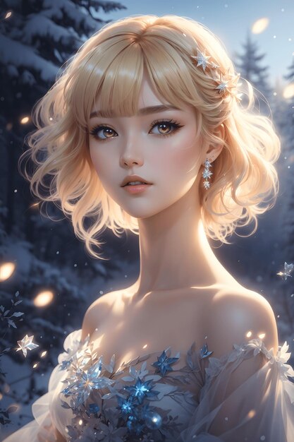 Frosty Princess Blonde Korean Girl Stuns in Off Shoulder Dress