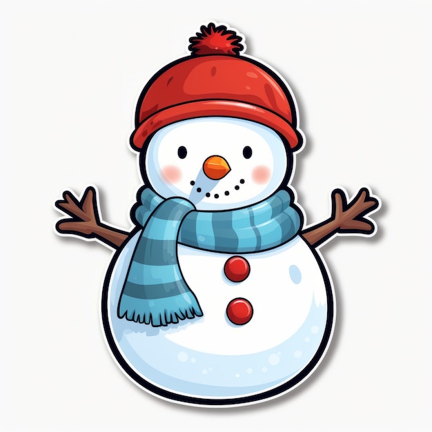 Foto frosty's adorable adventure uitzonderlijk charmant jamboo style sneeuwman sticker design in vibrant v