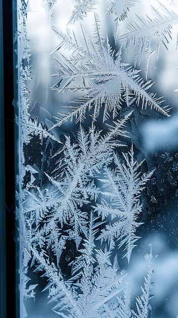 Photo frosty window infusing the cold