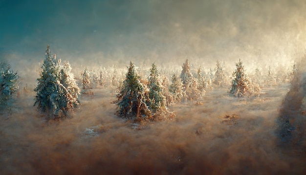 사진 추운 겨울 숲 ai 생성