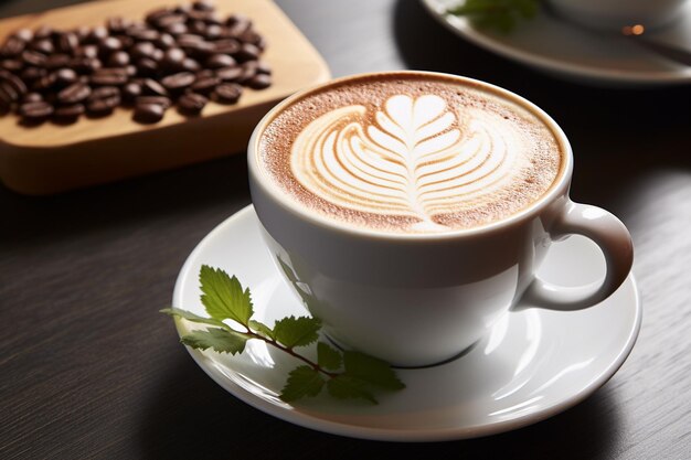 A frothy cappuccino with a shamrock drawn in foam