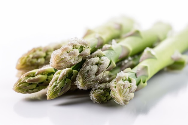 Frozen Asparagus On White Background Generative AI