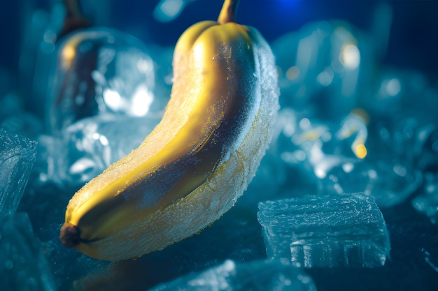 frozen banana isolated with a beautiful background