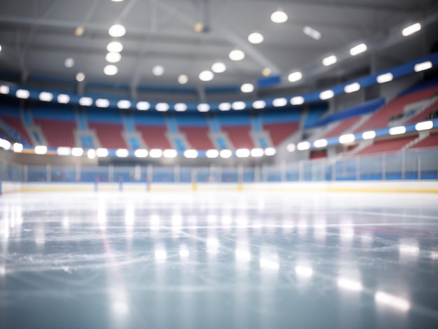 Photo frozen battleground hockey ice rink in an empty stadium