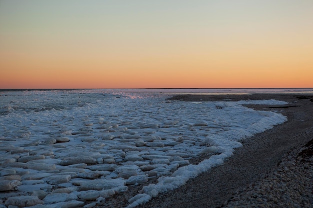 Frozen beach on Baltic sea Saarema island Estonia