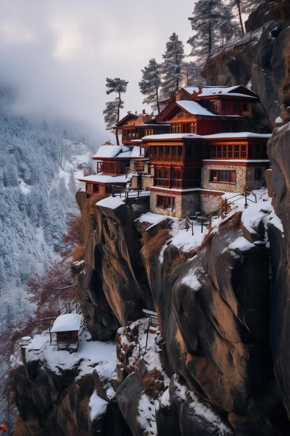 Frozen Beauty in Winter Portrait of Lochawa La Khang Monastery