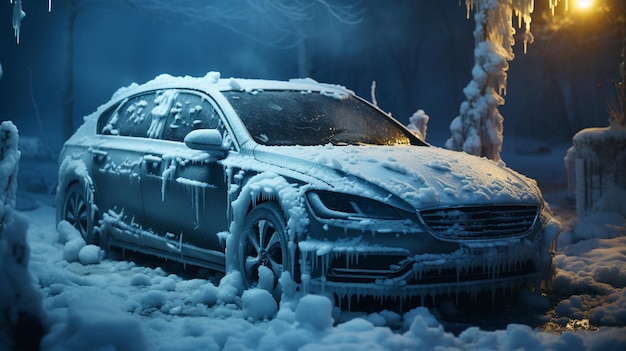 Frozen car at winter