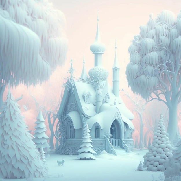 A frozen castle in the forest