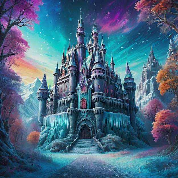 A Frozen castle in wonderful fantasy world