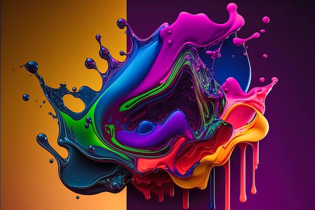 Frozen Chaos: 3D Liquid Art, veelkleurige vormen: Fluid Dynamics,Liquid Dreams: chromatische vormen gemaakt met generatieve AI-technologie