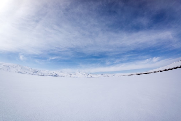 Frozen Cildir Lake in Kars Province to Turkey