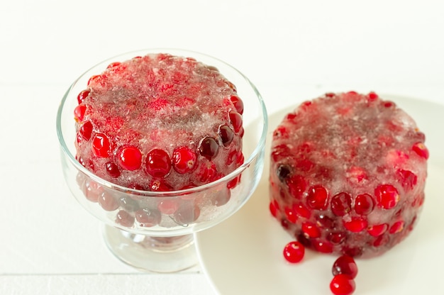 Frozen cranberries. Frozen organic berries for desserts and bakery.