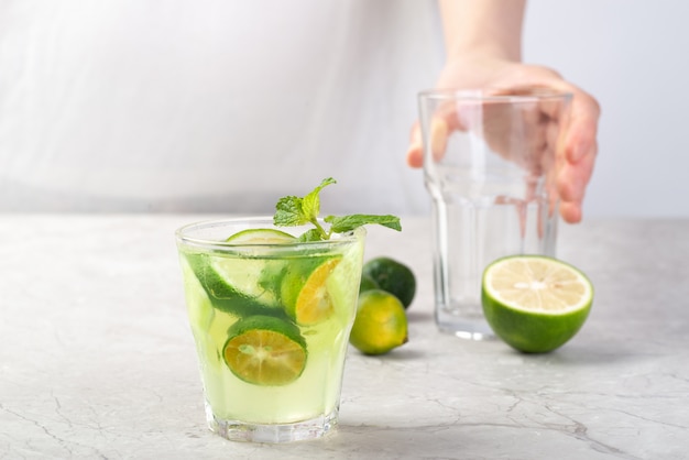 Frozen cucumber lemonade in summer