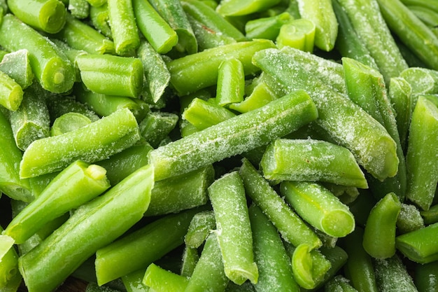 Foto set di verdure con fagiolini tagliati surgelati