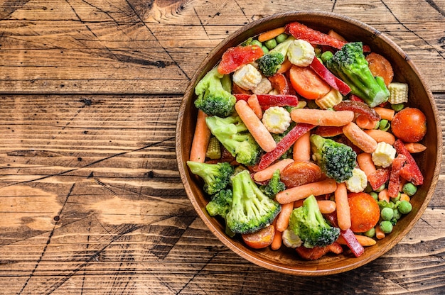 Frozen cut Vegetables, broccoli, sweet peppers, tomatoes, carrots, peas and corn