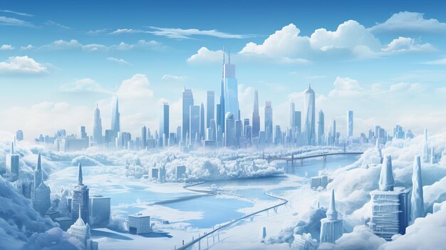 A frozen deserted city with fairytalestyle dwellings generative ai