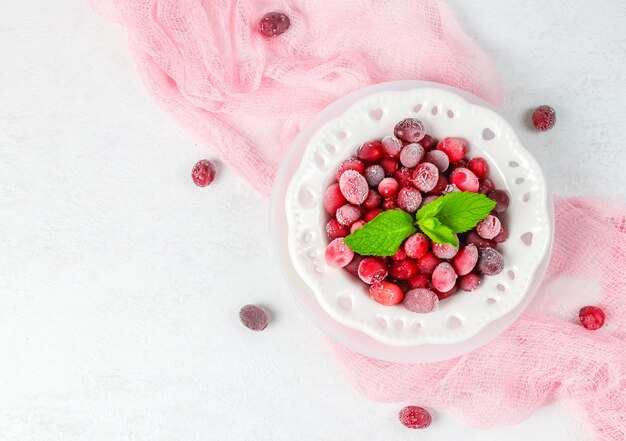 Frozen dogwood in a plate