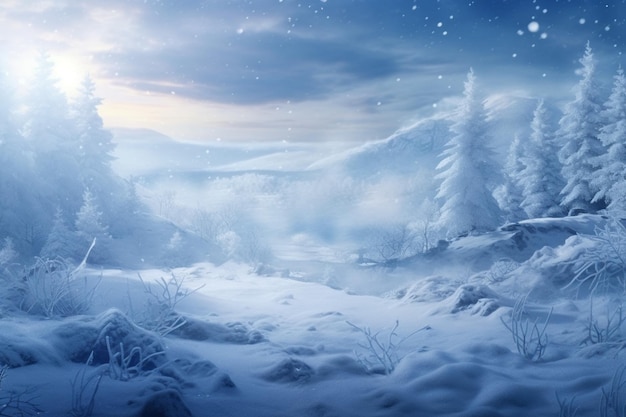 Frozen fantasy cold weather background photo