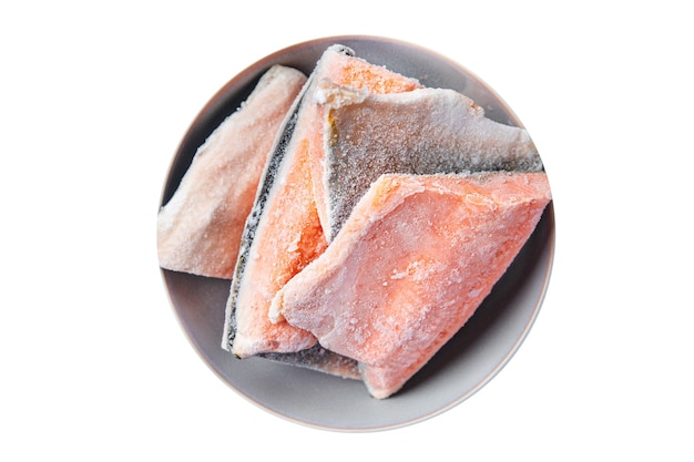 Frozen fish fillet salmon or char fresh portion dietary healthy meal food diet still life snack