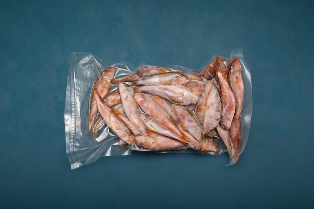 Frozen fish Mullus barbatus red mullet in pack