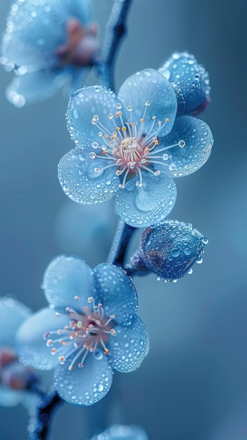 Frozen flowers and leaves