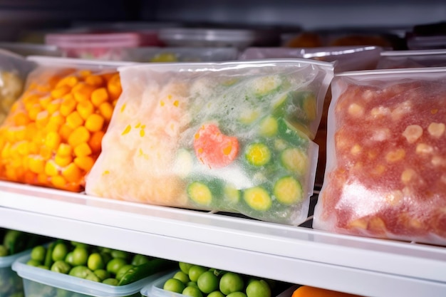 Frozen food in the freezer frozen vegetables