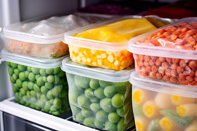 Photo frozen food in the freezer frozen vegetables