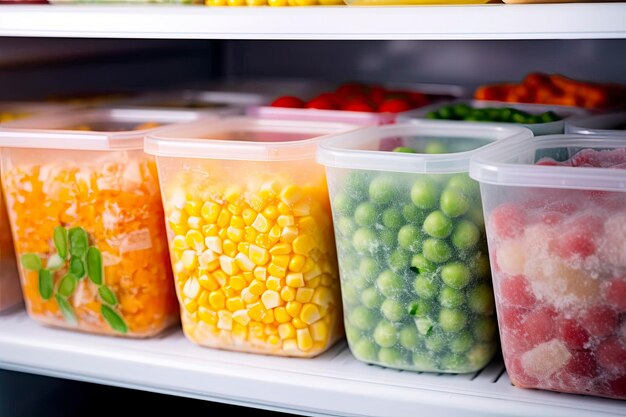 사진 냉장고에 있는 냉동식품 냉동 채소