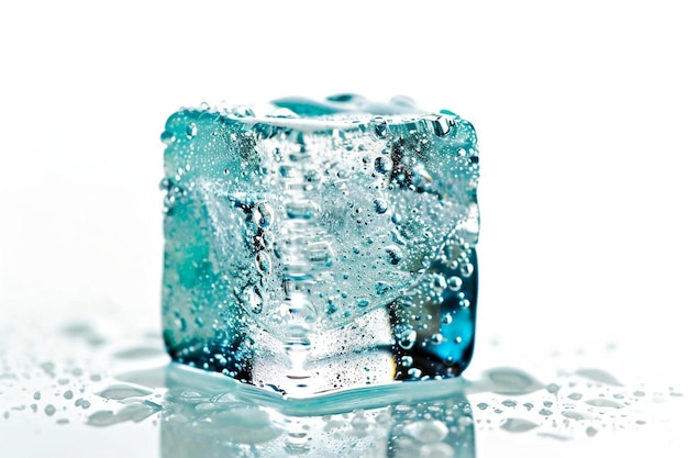 Frozen ice cube isolated on transparent background