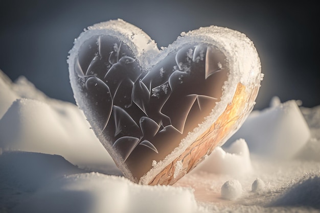 Frozen ice heart winter symbol love Generative AI