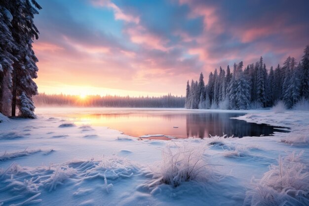 Frozen Lakes Winter Serenity