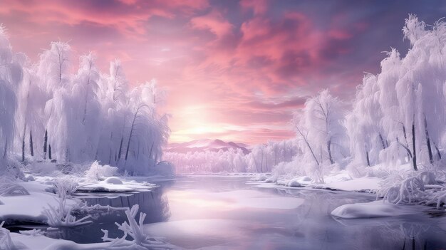 Photo frozen landscape ice background