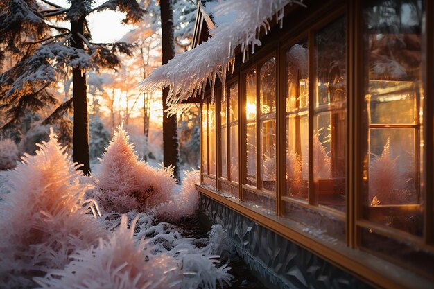 Premium AI Image  Frozen_Landscape_Revealed_through_IceCovered_Windows