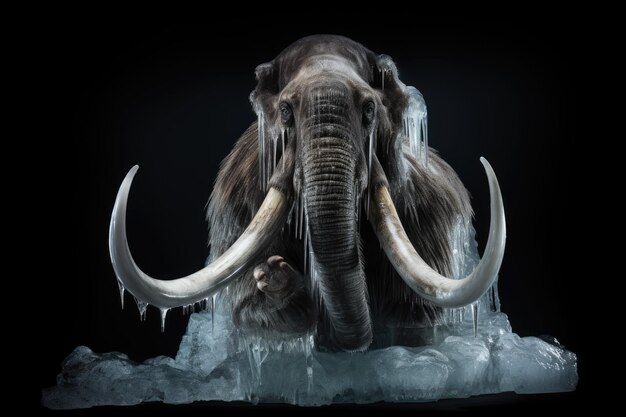 Frozen mammoth prehistoric animal ancient animal life Generative AI