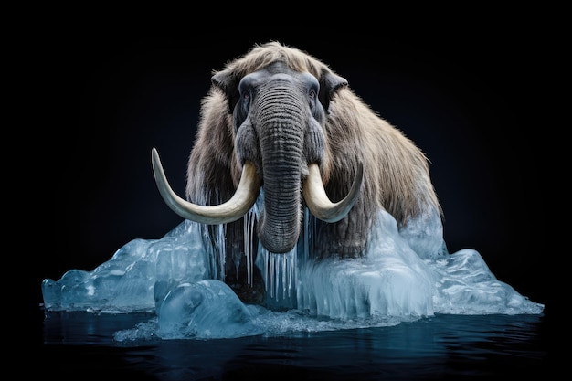 Frozen mammoth prehistoric animal ancient animal life Generative AI