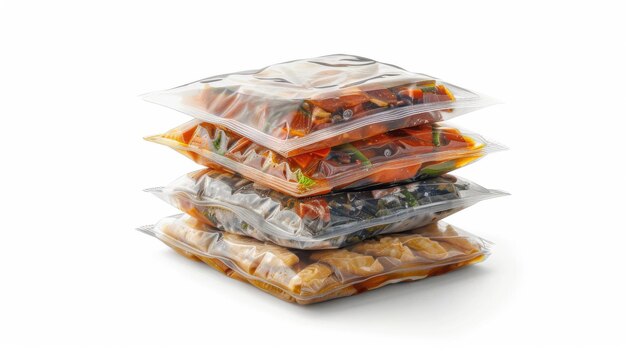 Frozen meals pack on white background