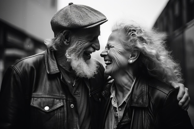 Foto frozen moments of joy candid grayscale photography capturing laughter tussen een man en een vrouw ar