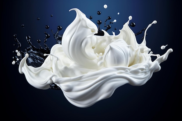 Frozen motion sour cream or whole milk splashes with drops