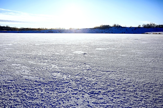 Frozen pond in the ice