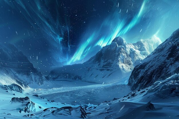 Photo frozen radiance as glacial landscapes illuminate w generative ai