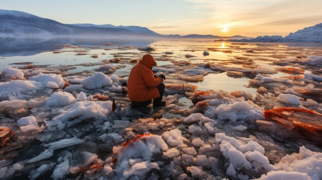 Foto la resistenza congelata testimonia la tenacia della vita sulla superficie ghiacciata del lago baikal