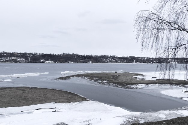 Frozen river thawed places beautiful landscape