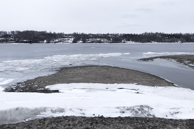 Frozen river thawed places beautiful landscape