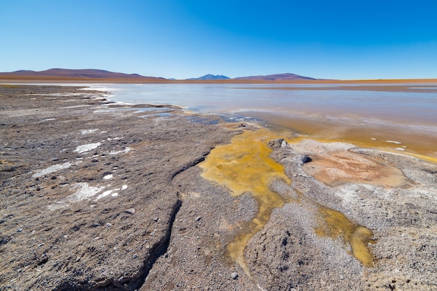 Frozen salt lake on the Andes