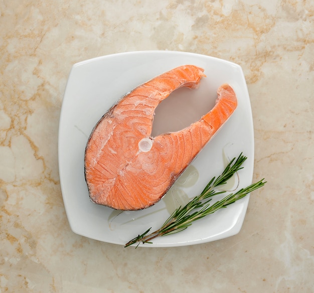 Frozen steak of salmon