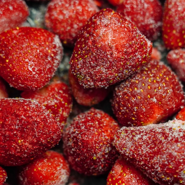 Frozen strawberries, stock up on winter food.